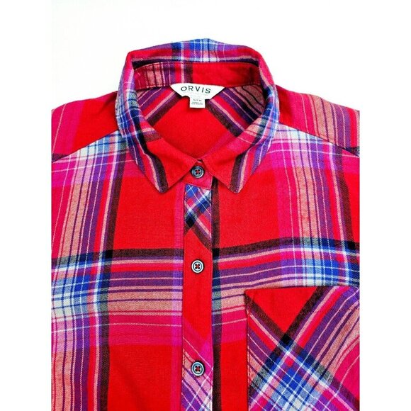 Orvis Classic Collection Size Small Womens Red Plaid Flannel Logo Tag Shirt - Picture 5 of 11